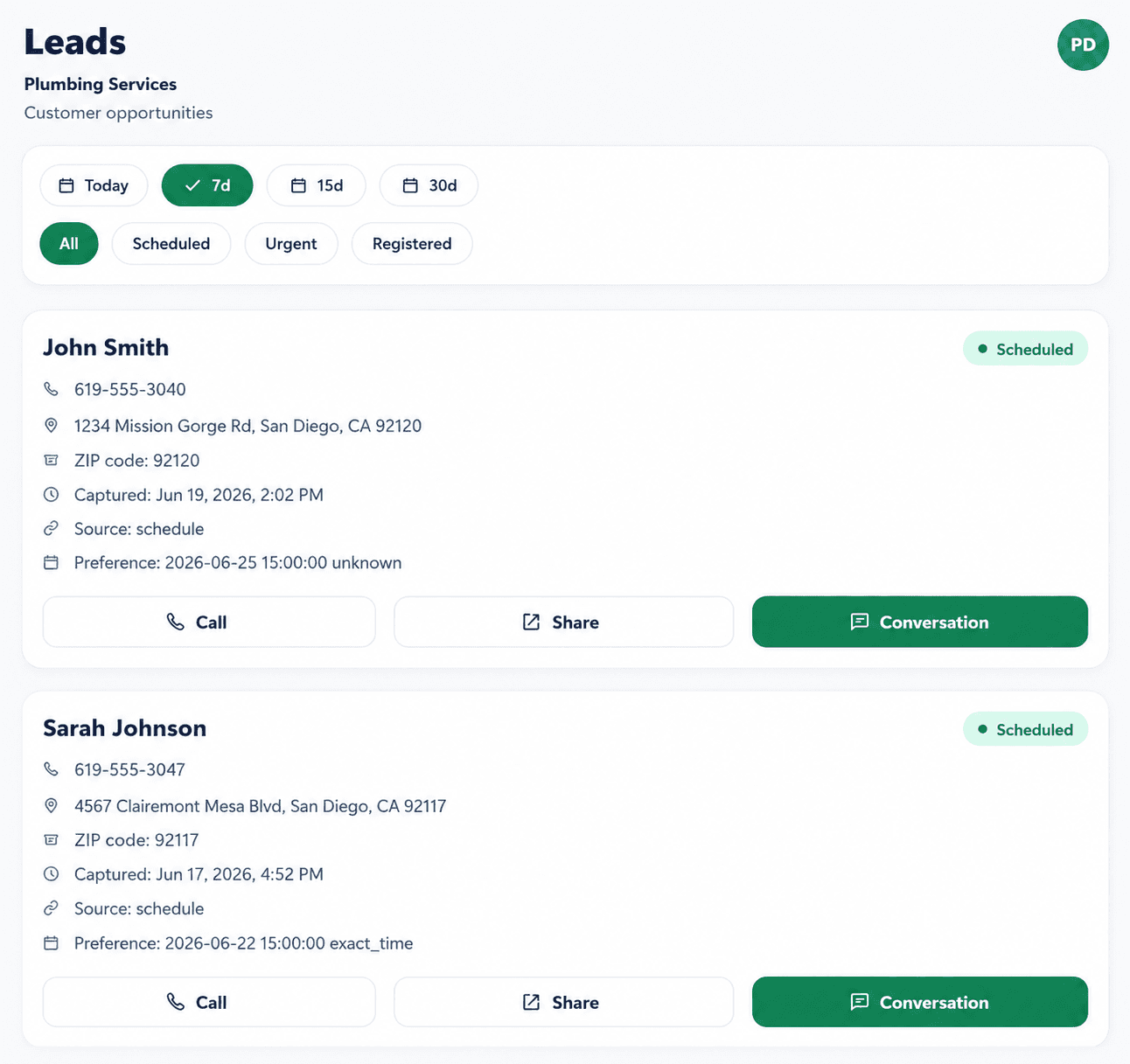 EvelloAI lead records dashboard
