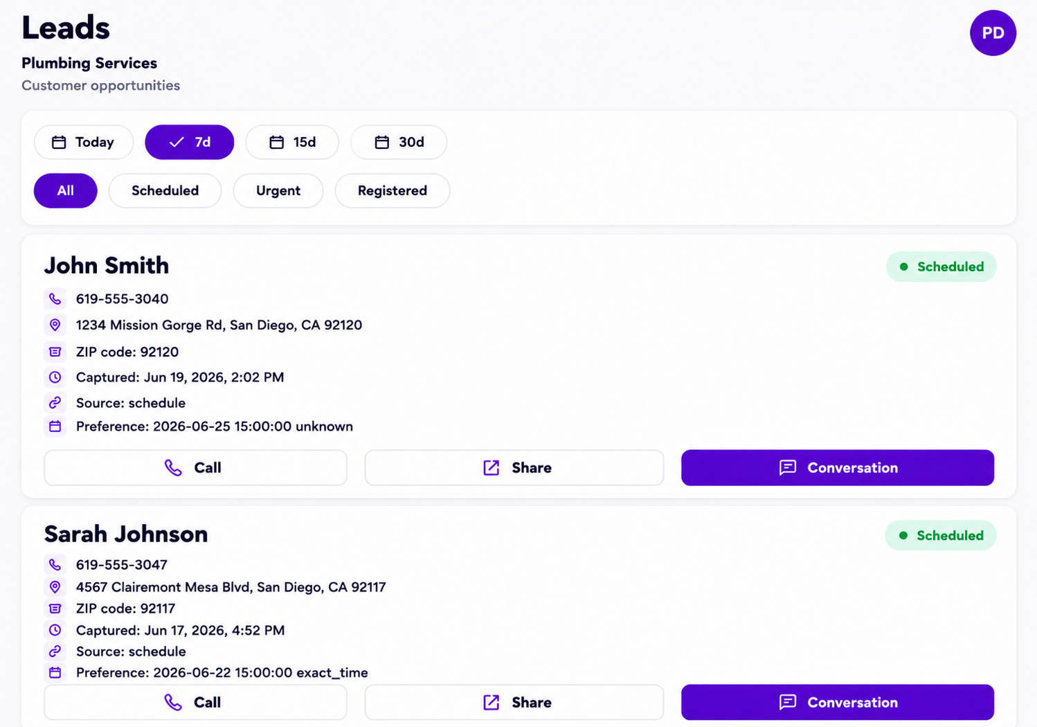 EvelloAI lead records dashboard